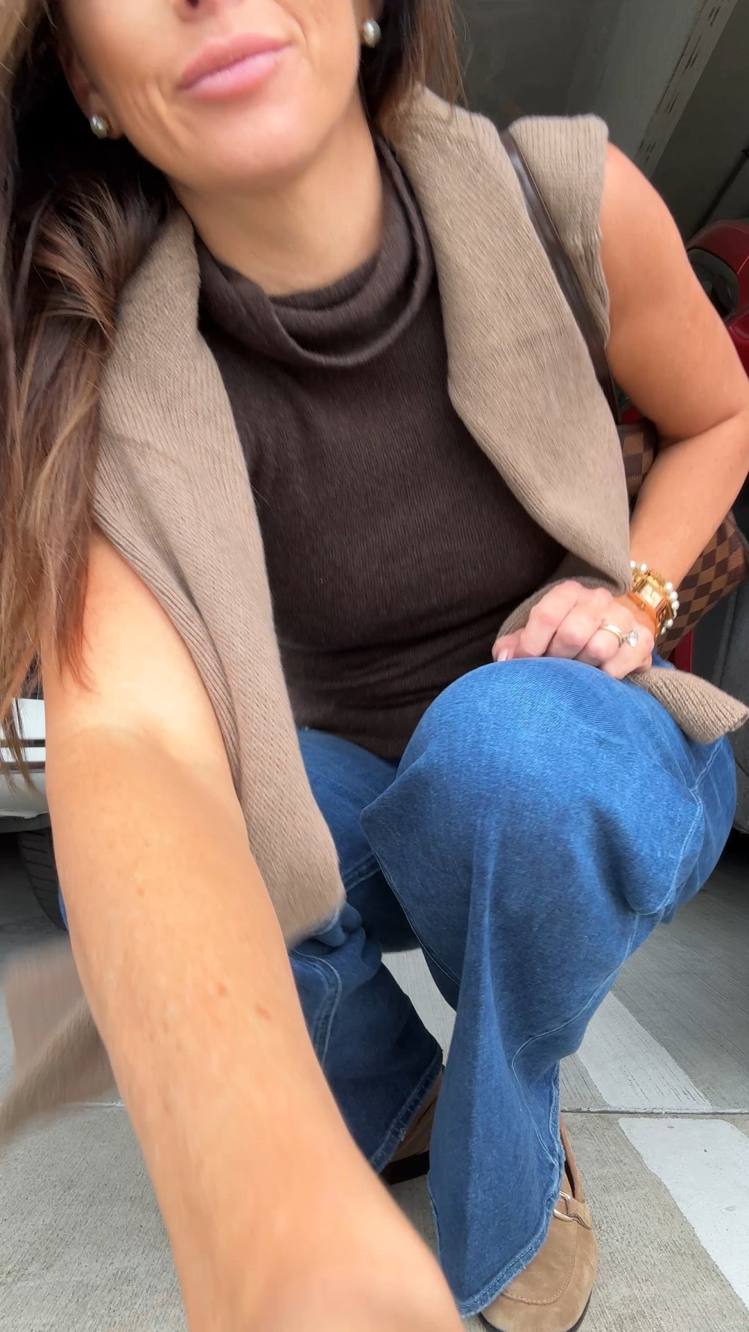 Loafers are currently 30% off! 

sleeveless turtleneck sweater, cardigan, chocolate brown, wide leg jeans, loafers, suede loafers

#LTKSeasonal