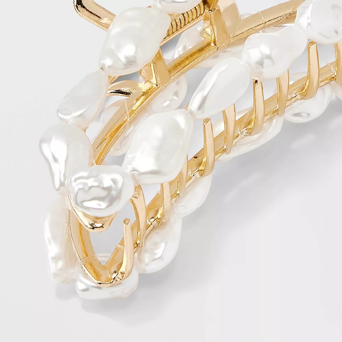 Metal with Pearl Claw Hair Clip - A New Day™ White | Target