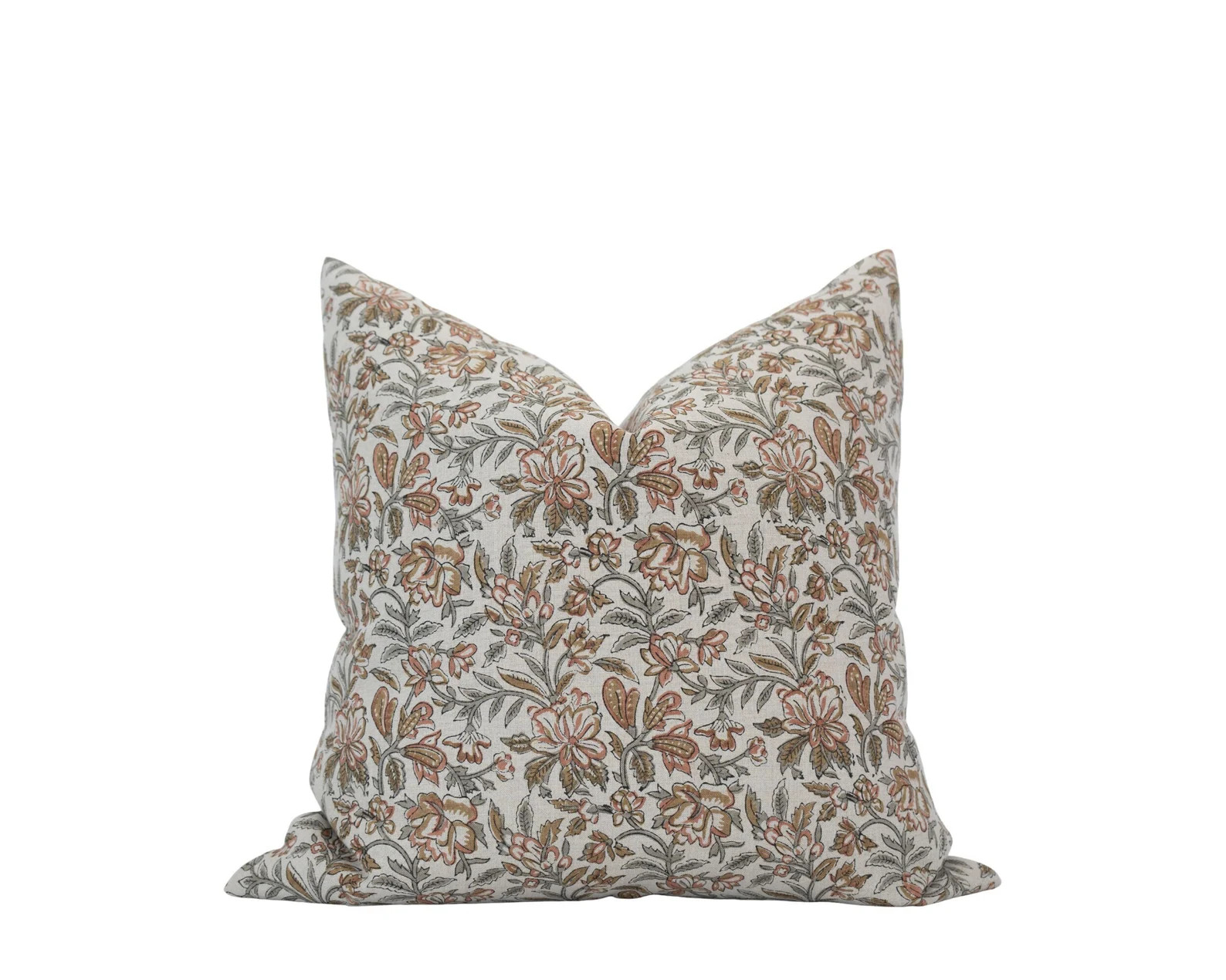 SADIE Brown Floral Linen Pillow Cover Designer Floral - Etsy | Etsy (US)