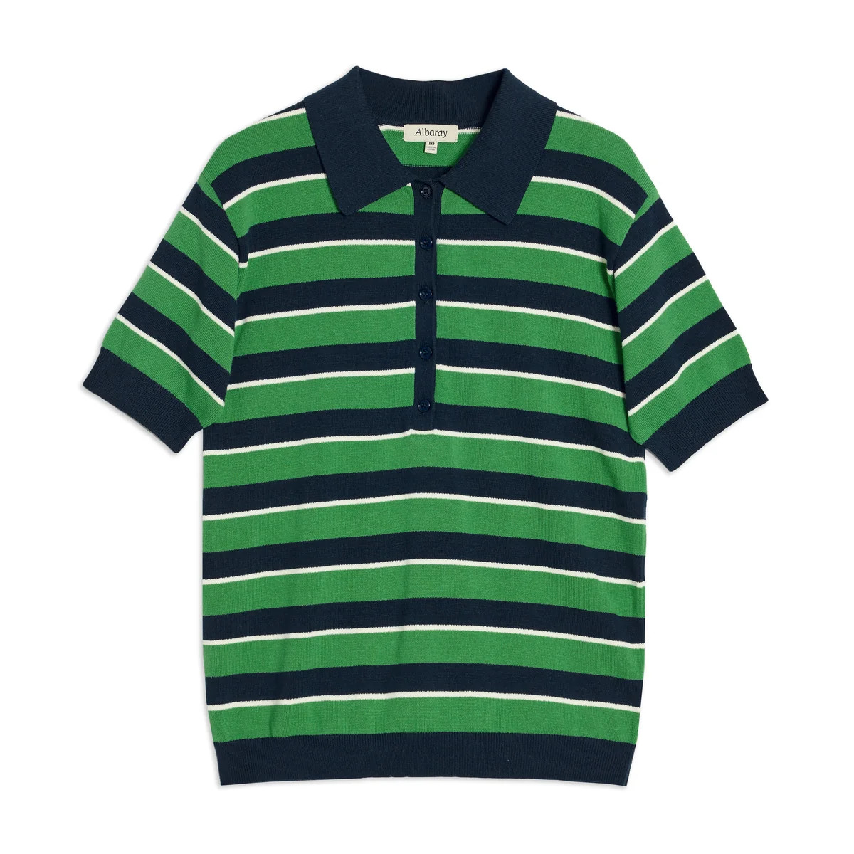 Green & Navy Stripe Polo Top | Albaray