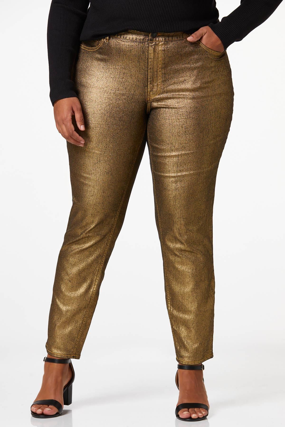 Plus Petite Gold Coated Jeans | Cato Fashions