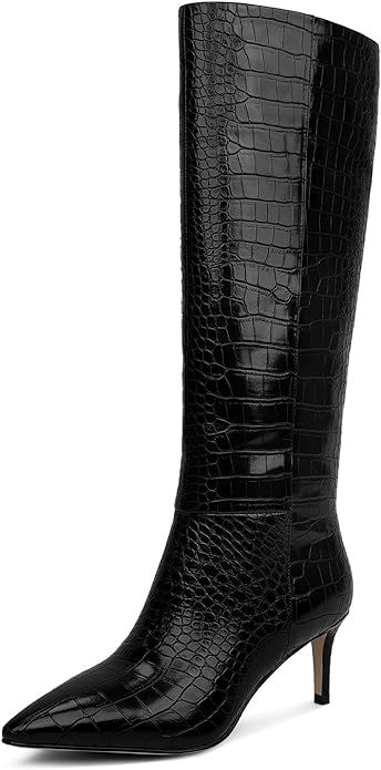 wetkiss Knee High Boots for Women, with Stiletto Heel and Pointed Toe Design, Classic and Sexy | Amazon (US)