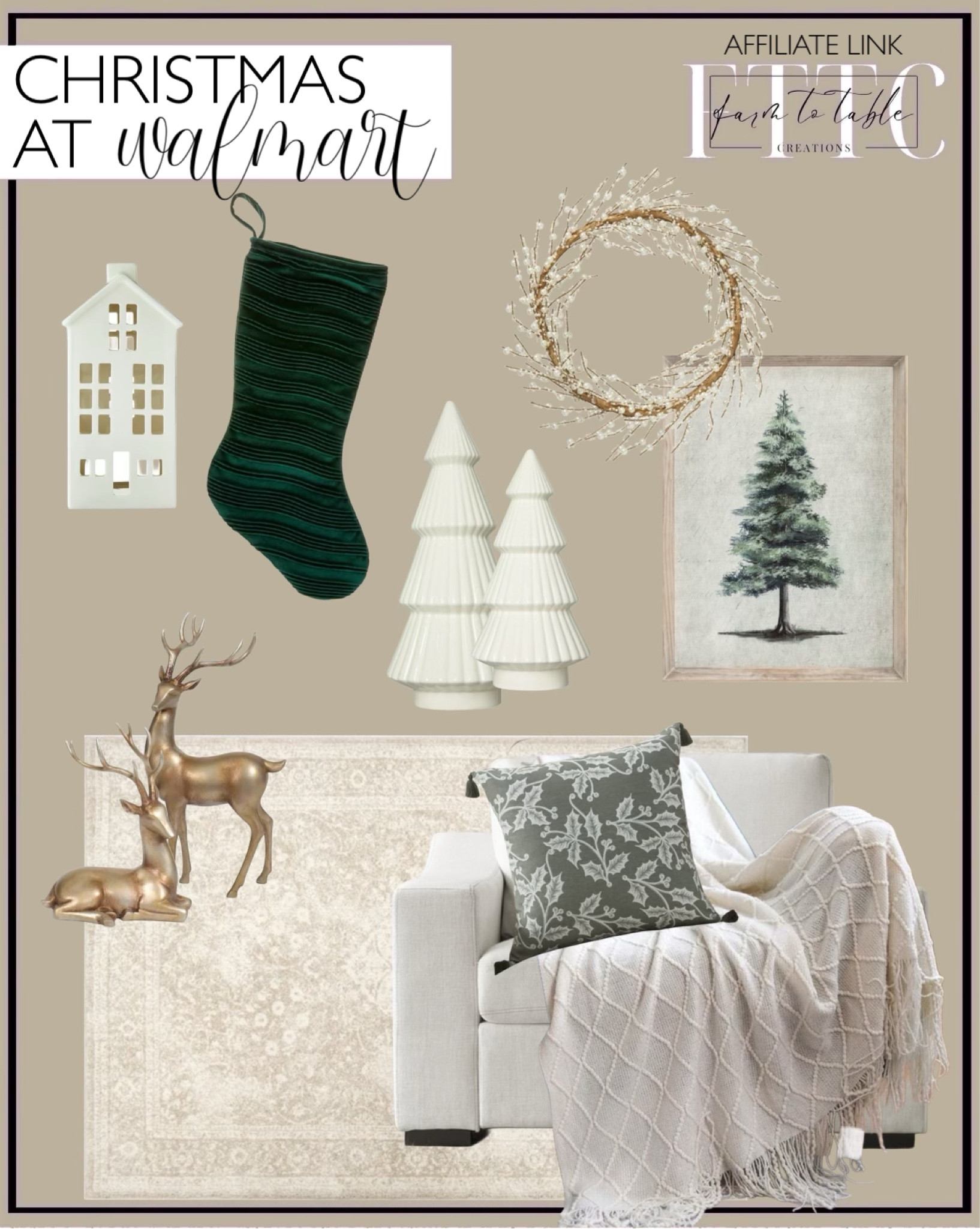 Walmart Christmas Finds. Follow @farmtotablecreations on Instagram for more inspiration.

July's Song 48"W Accent Chair and A Half,Modern Oversized Read Chair. My Texas House Gold and Pearl Wreath.  My Texas House White Ceramic Tree. Gold Standing Deer. Winter Tree Reclaimed Wood Framed Woven Paper. Green Ribbed Christmas Stocking. Gold sitting deer.  Belmont Beige Floral Indoor/Outdoor Rug. Holly Reversible Green Tassel Pillow Cover. My Texas House White Ceramic House. Textured knitted throw. 

Christmas Decor. My Texas House. Viral Christmas. Dining Room. Dining Room Furniture. Area Rugs. Kitchen finds. Walmart Home Finds. Walmart Deals. Holiday Inspo. Christmas Decor. Best sellers. Affordable Decor. Dining Room Decor. Kitchen Decor. Kitchen Finds. 

#LTKFindsUnder50 #LTKSeasonal #LTKHome