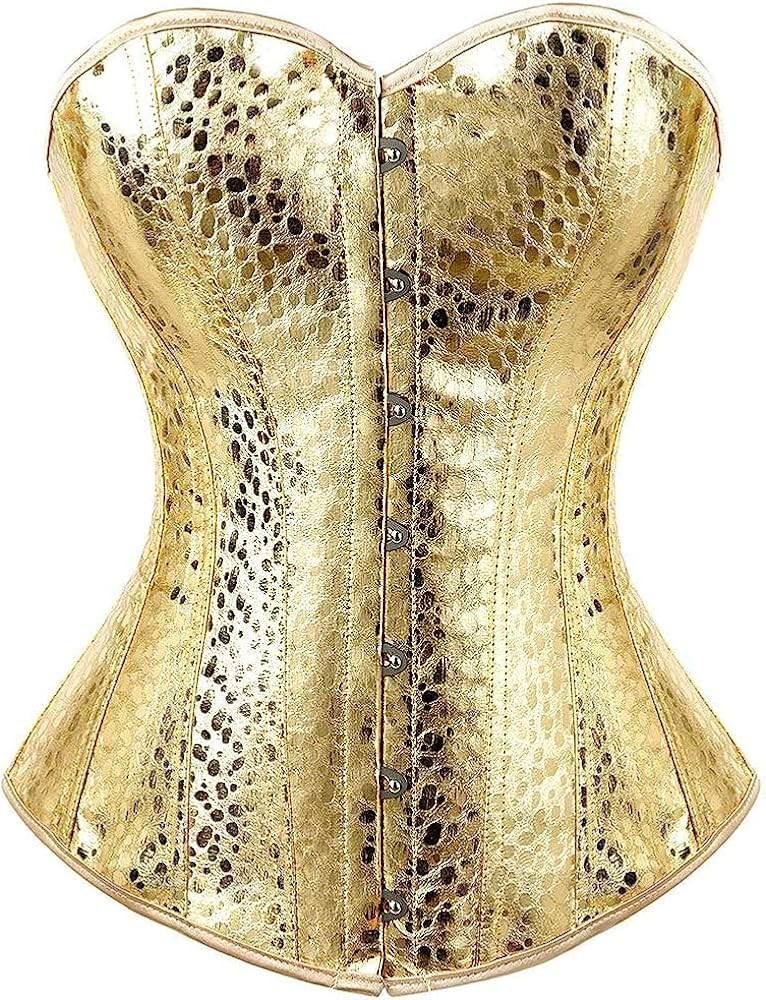 KSHUN Women's Faux Leather Corset Top Steampunk Corsets Zipper Bustier Pirate Costume | Amazon (US)