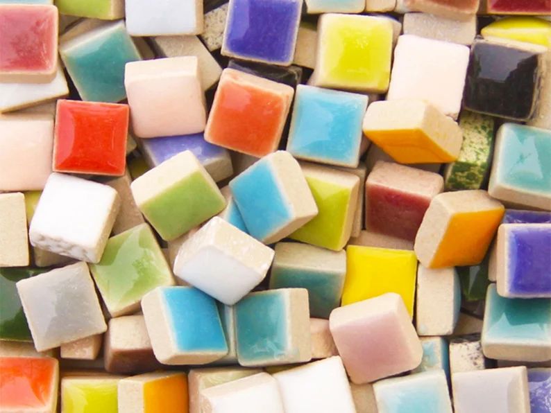 200pcs Square Ceramic Mosaic Tiles. 32 Color for Choose.colorful Ceramics Mosaic.glass Pieces for... | Etsy (US)