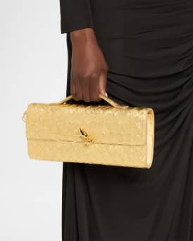 Bottega Veneta Andiamo Laminated Leather Clutch Bag | Neiman Marcus