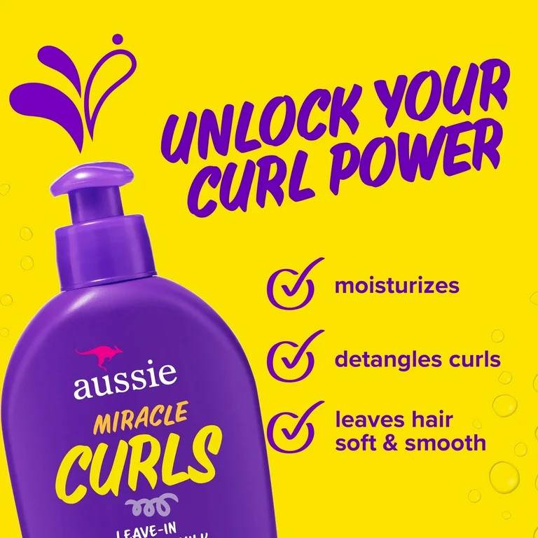 Aussie Miracle Curls Leave-in Detangling Milk, for Curly Hair Types Paraben Free, 6.7 fl oz | Walmart (US)