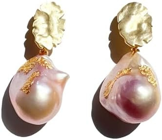 Drop Dangle Earrings Freshwater Cultured Baroque Pearls in White and Pink|18K Gold Plated|925 Ste... | Amazon (US)