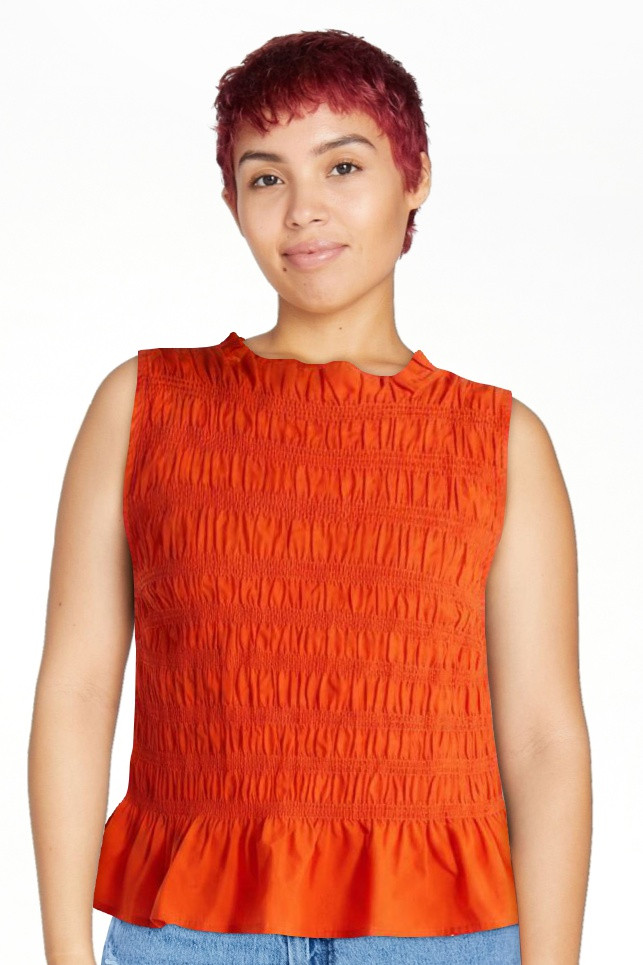 Free Assembly Women's and Women's Plus Smocked Peplum Sleeveless Cotton Top, Sizes X-4X | Walmart (US)