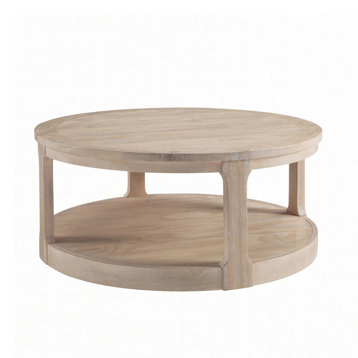 40Inch Large Curved 2 Tier Traditional Round Circle Wooden Center Coffee Table,Rounded Wooden Tab... | Wayfair North America