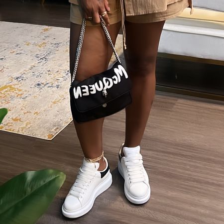 Luxury Designer Sneakers size 39 and Luxury Designer bag Alexander McQueen.  
Short Set Shein med from Shein.
Ettika anklets 

#LTKitbag #LTKshoecrush #LTKover40