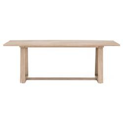 Cody Coastal Beach Angled Base Rectangular Washed Brown Teak Outdoor Dining Table - 86.5"W | Kathy Kuo Home