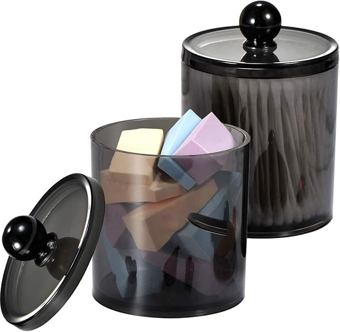 SheeChung 15-Ounce Small Clear Plastic Apothecary Jar - Qtip Dispenser Holder Bathroom Vanity Sto... | Amazon (US)