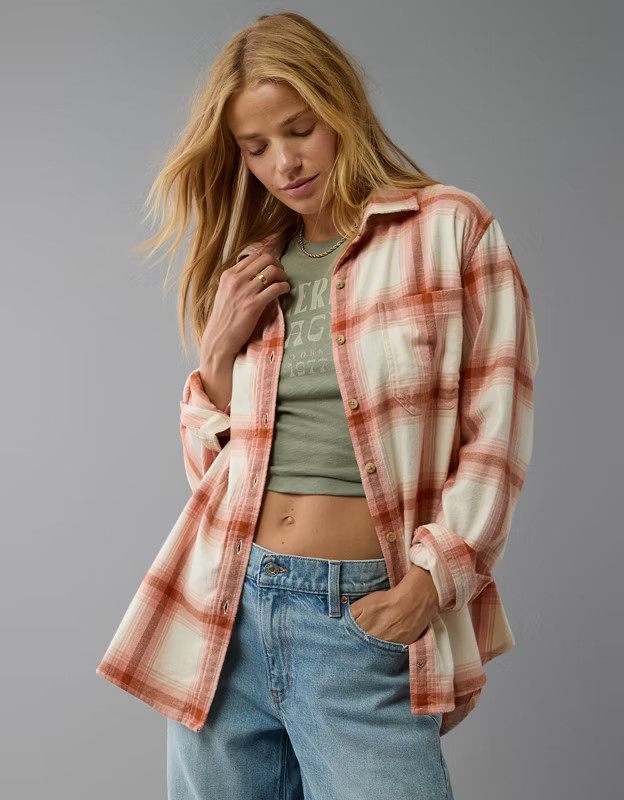 AE Oversized Plaid Flannel Shirt | American Eagle Outfitters (US & CA)