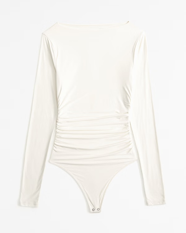Soft Matte Long-Sleeve Ruched Bodysuit | Abercrombie & Fitch (US)