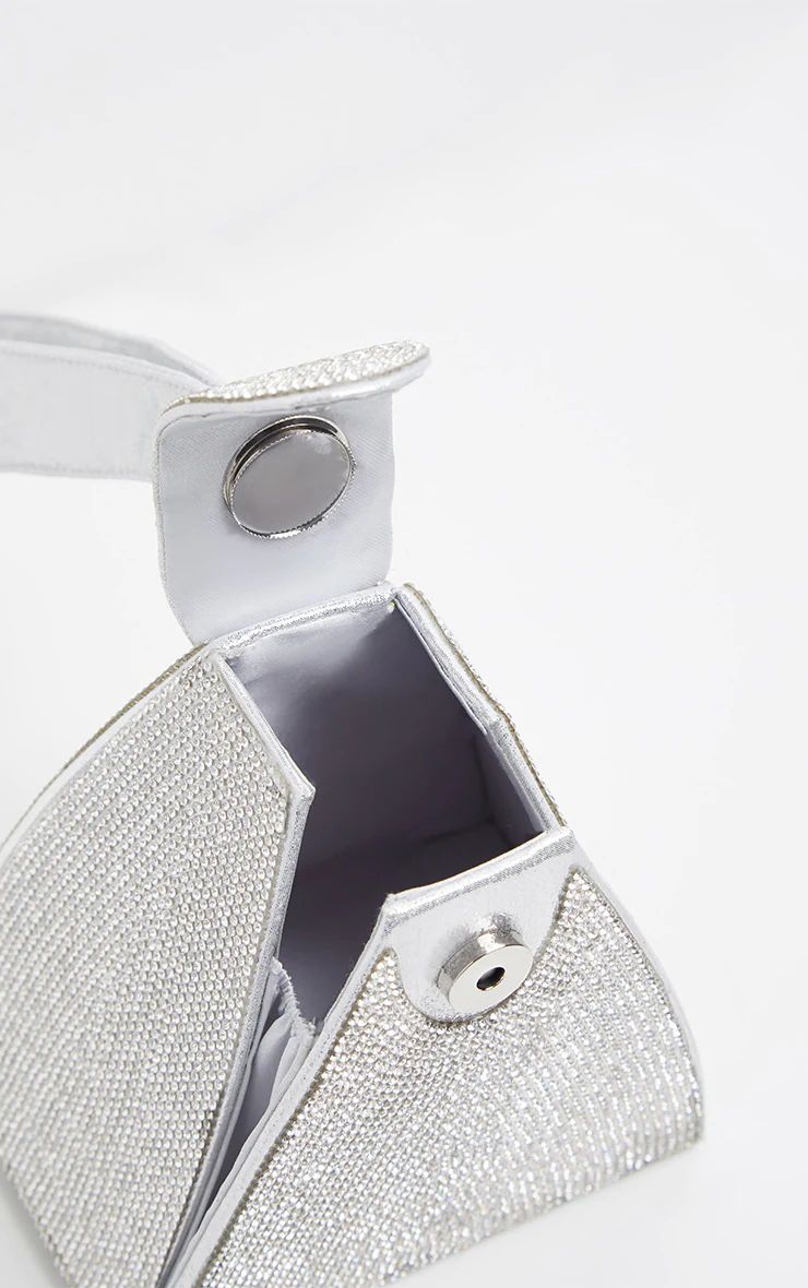 Silver Diamante Pyramid Mini Bag | PrettyLittleThing US