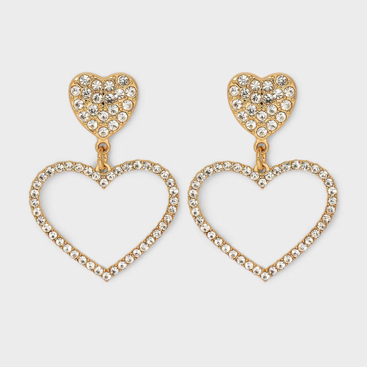 Rhinestone Heart Drop Earrings - Wild Fable™ Gold | Target