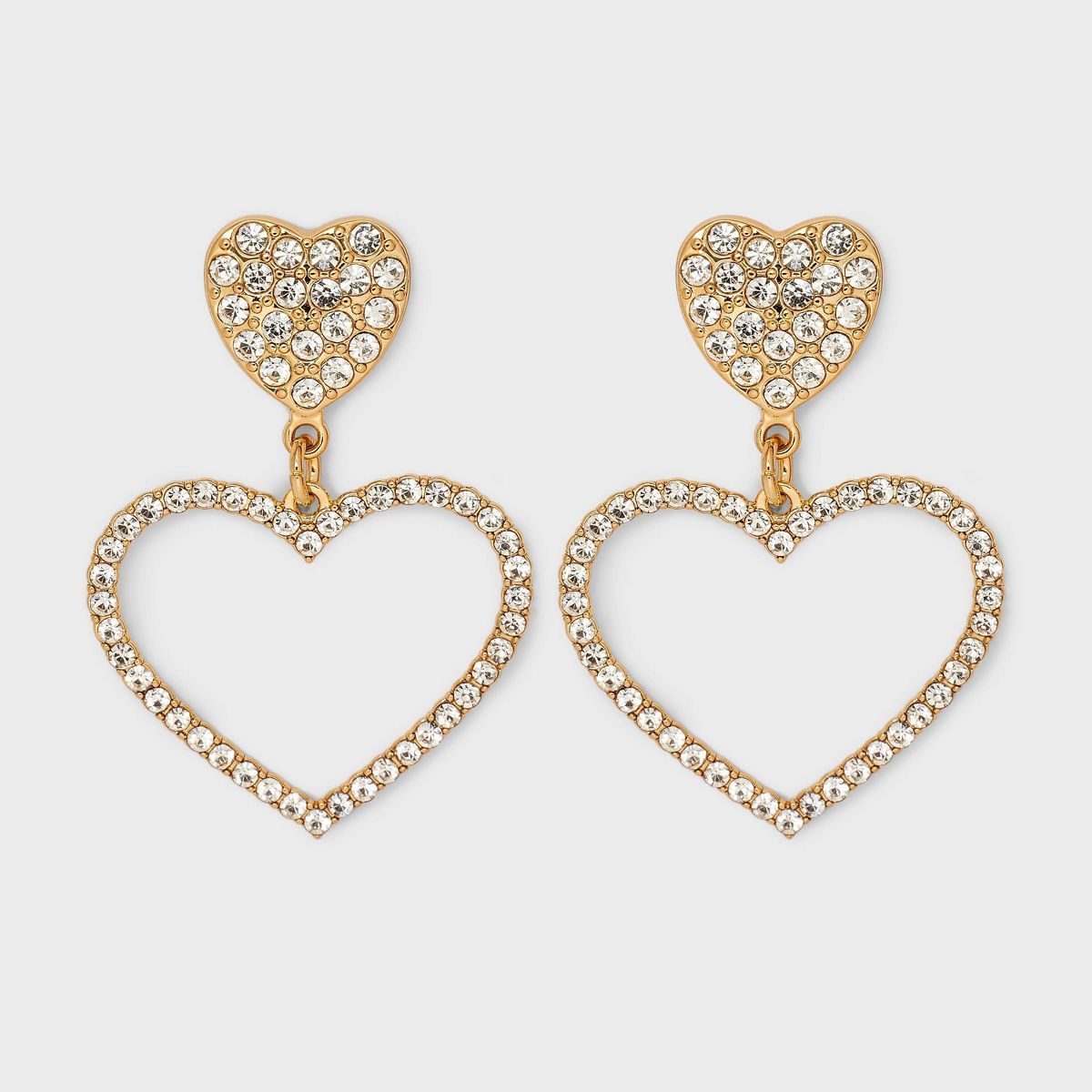 Rhinestone Heart Drop Earrings - Wild Fable™ Gold | Target