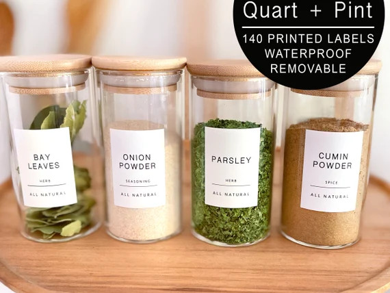 140 Minimalist White Spice Labels. Preprinted Modern Farmhouse | Etsy | Etsy (US)