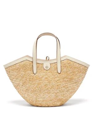 Madeline leather and straw basket bag | Matches (US)