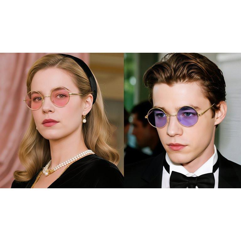 KANASTAL Circle Sunglasses Women Light Pink Rounded Sun Glasses Men Steampunk Hippie 70s Retro Pa... | Walmart (US)