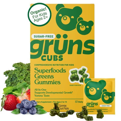 Grüns Kids' Sugar-Free Superfoods Greens Gummies - 72ct/12 Servings | Target