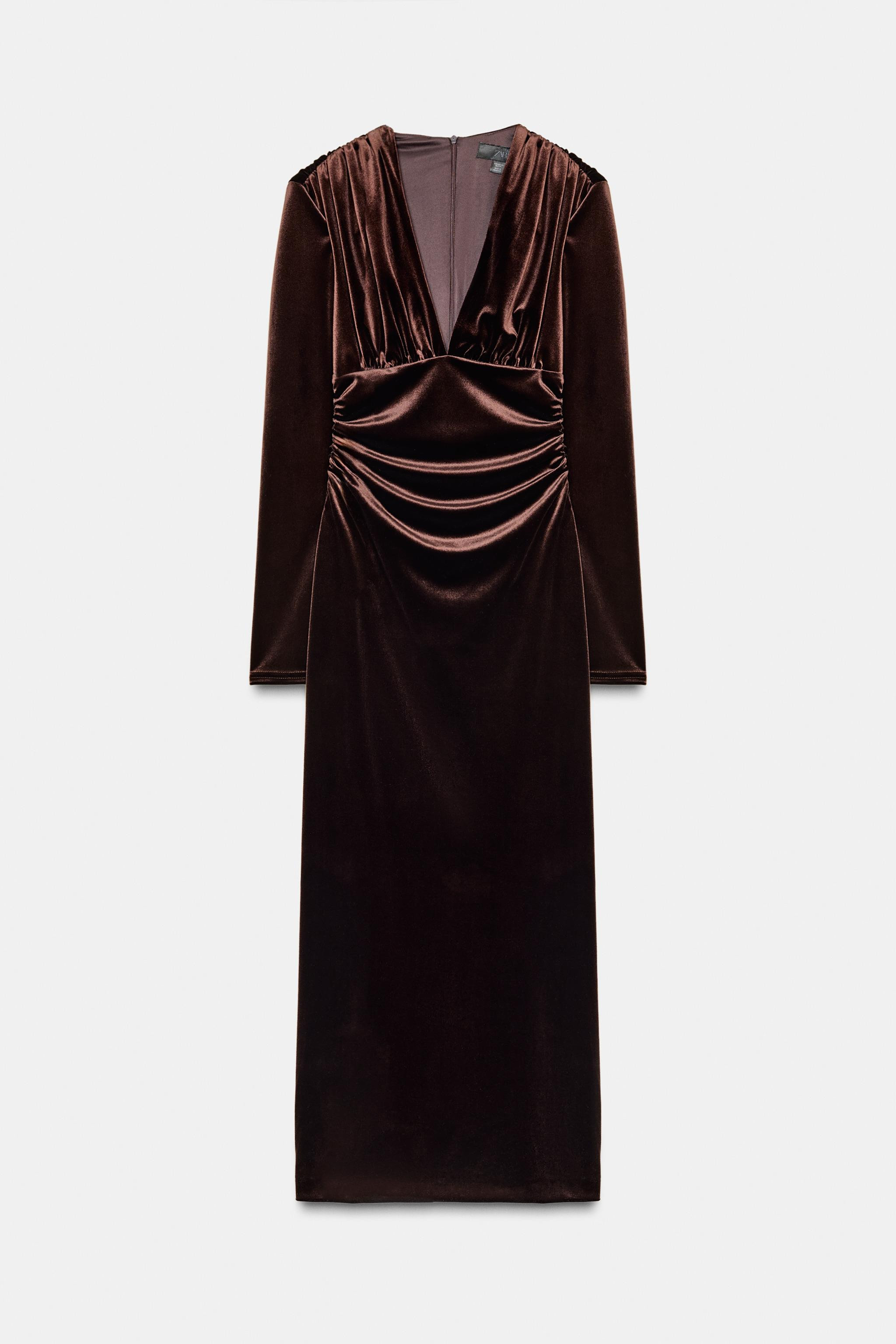 DRAPED VELVET MIDI DRESS | Zara US
