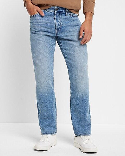 Slim Straight Light Wash Low Stretch Selvedge Jeans | Express