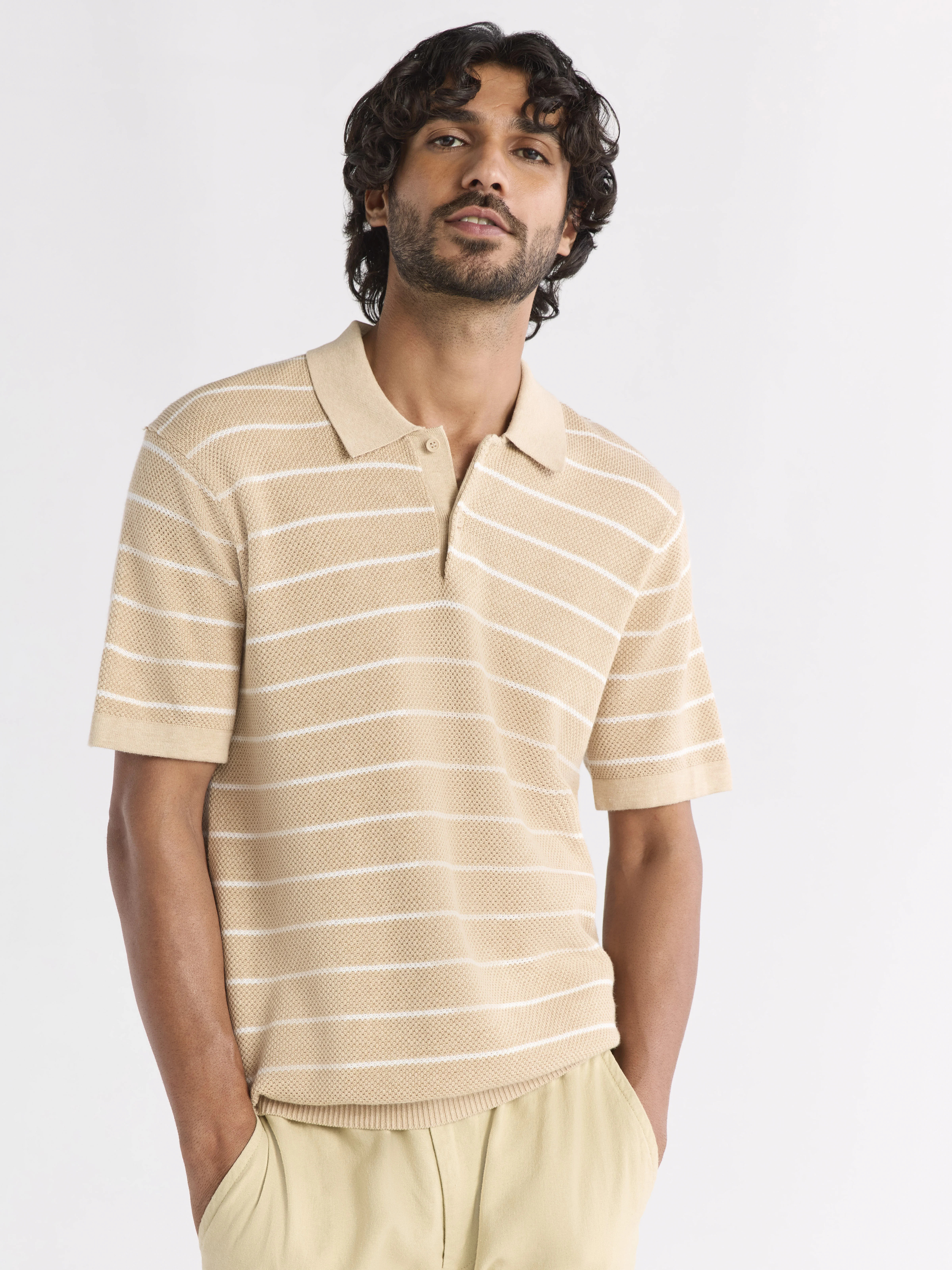 Free Assembly Men's Textured Polo Sweater with Short Sleeves, Sizes S-3XL | Walmart (US)