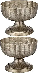 2 Pcs Distressed Vintage Silver Compote Vase for Centerpieces Compote Bowl 8'' Wide Vintage Decor... | Amazon (US)