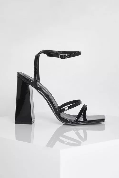 Skinny Strap Block Heel Sandal | Boohoo.com (US & CA)