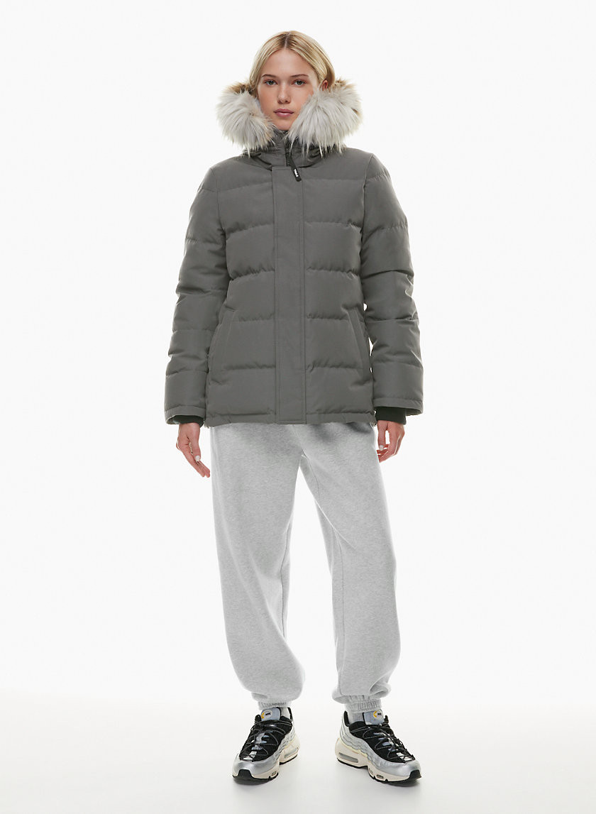 Tna Women's The Powder Parka Short Jacket in Coal Grey | Large | Polyester/Cotton | Aritzia