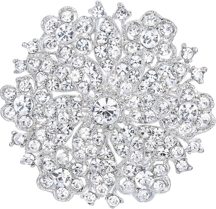 EVER FAITH Women's Clear Austrian Crystal Elegant Flower Wedding Corsage Brooch Pin for Bride Bri... | Amazon (US)
