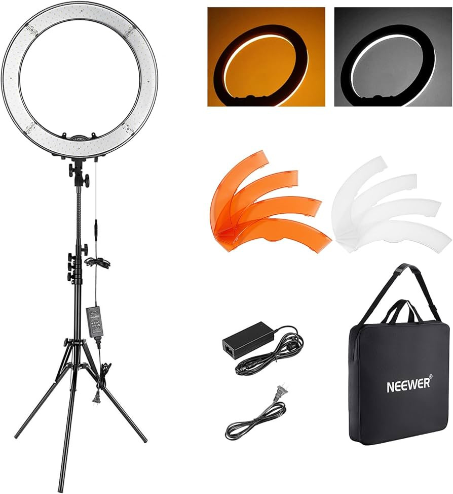 NEEWER 18 Inch Ring Light with Tripod Stand, 55W Large LED Ringlight, Cold Shoe Phone Holder Comp... | Amazon (US)