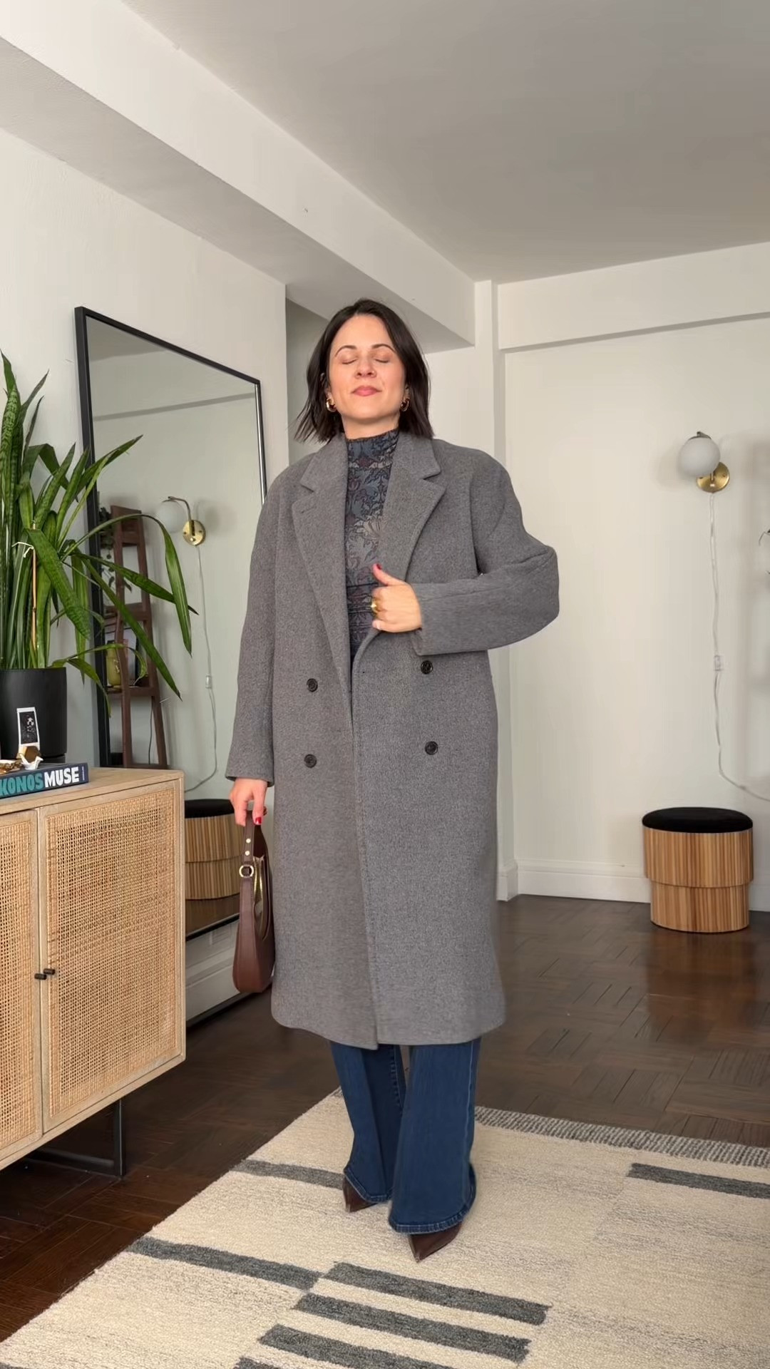 how to style flared jeans. these mother jeans are SO good and so comfy. I love to style a flare with a fitted top like a printed turtleneck for winter.  

 #LTKValentine #LTKgrwm #LTKootd