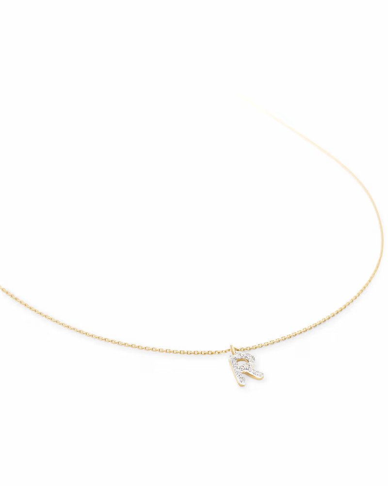 Diamond Letter A Pendant Necklace in 14k Yellow Gold | Kendra Scott | Kendra Scott