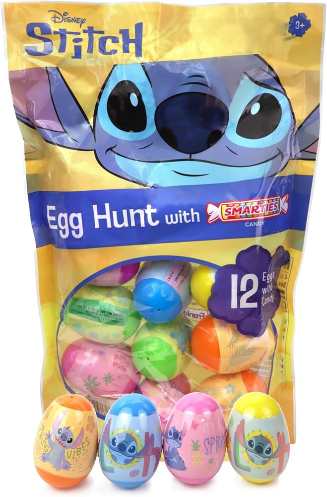 Disney Stitch Pre-Filled Easter Eggs, Smarties Candy Inside, Basket Stuffer or Egg Hunt Supplies,... | Amazon (US)
