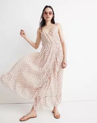 Ruffle-Strap Wrap Dress in Inkspot Dots | Madewell