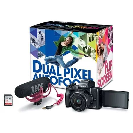 Canon EOS M50 Digital Camera Video Creator Kit with 15-45mm Lens - Black | Walmart (US)