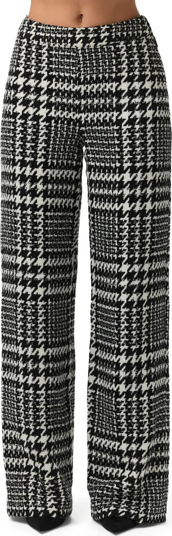 Naked Wardrobe Houndstooth Plaid Straight Leg Pants | Nordstrom | Nordstrom