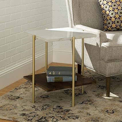 Walker Edison Furniture Company Mid Century Modern Square Side End Accent Table Living Room, Marb... | Amazon (US)