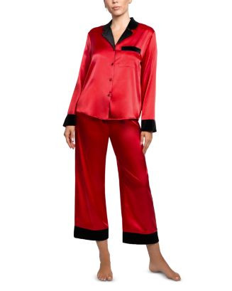 Velvet Trim Satin Pajama Set | Bloomingdale's (US)