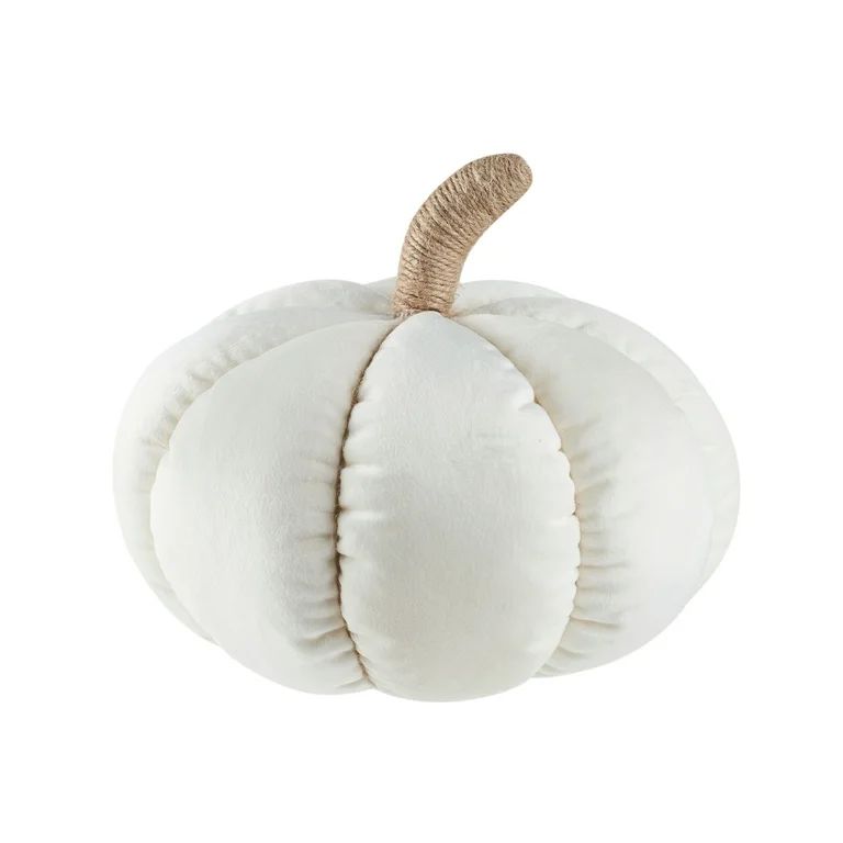 Way to Celebrate 6" x 9" Ivory Velvet Pumpkin Shaped Decorative Pillow | Walmart (US)