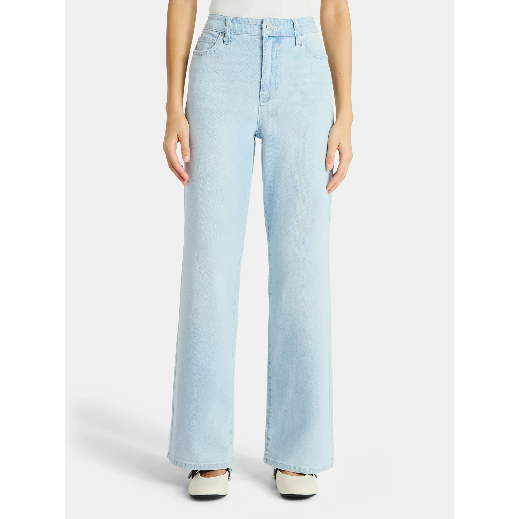 No Boundaries High Rise Baggy Wide Leg Jeans, 32" Inseam, Women's and Women's Plus Sizes XXS-4X -... | Walmart (US)
