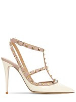 Valentino Garavani - 100mm rockstud patent leather pumps - Black/Poudre | Luisaviaroma | Luisaviaroma