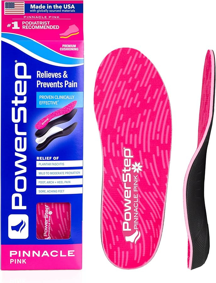 PowerStep Pinnacle Pink Orthotics for Women, Arch Support Inserts, Plantar Fasciitis Relief, Made... | Amazon (US)