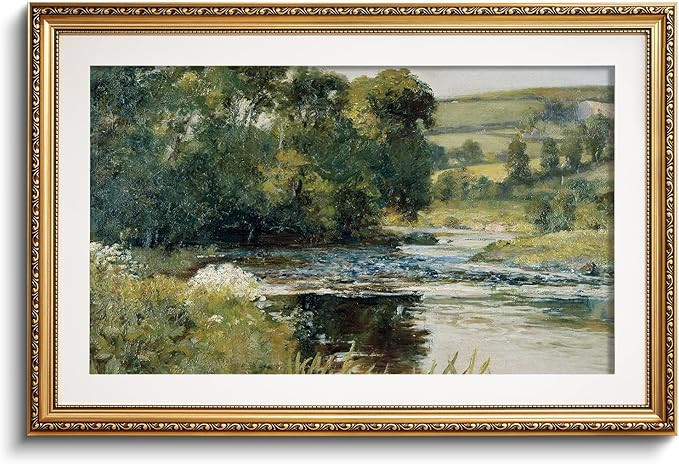ARPEOTCY Vintage Gold Framed Large Wall Art, 24x36 inch Nature Streamside Retro Paintings, Canvas... | Amazon (US)