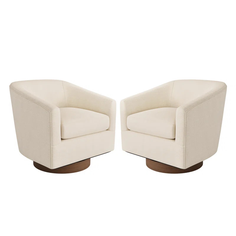 Forno Upholstered Swivel Barrel Chair With Wood Base (Set of 2) | Wayfair North America