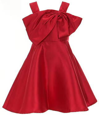 Big Girls 7-16 Sleeveless Bow-Accented Mikado Fit & Flare Dress | Dillard's