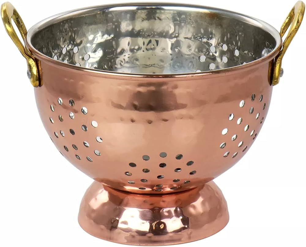 GibsonHome Stainless Steel Mini Berry Colander in Copper, 5.7 Inch. With Double Antique Gold Hand... | Amazon (US)